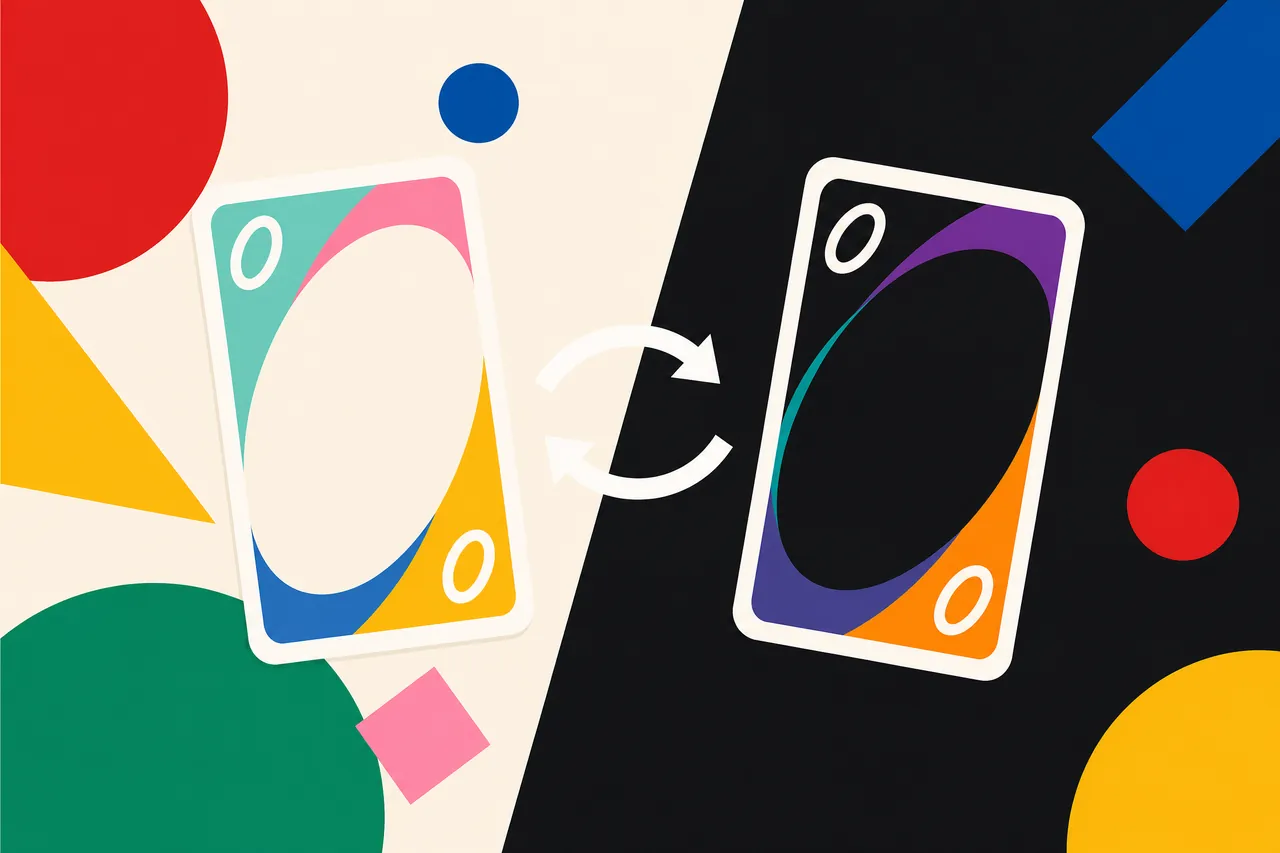 Uno Flip met lichte en donkere kant — de twee zijden van de Flip kaarten
